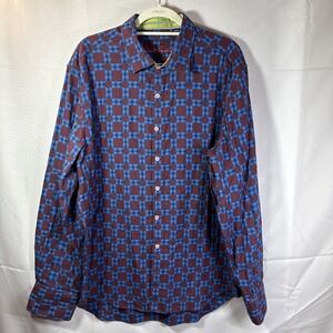 Robert Graham Infrared Long Sleeve Button Down Tailored Fit Shirt  2XL